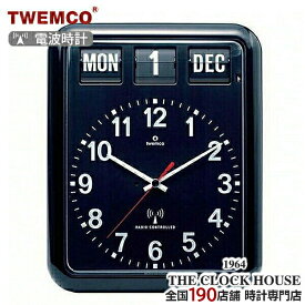 TWEMCO トゥエンコ 電波 掛時計 パタパタ時計 フリップクロック パーペチュアルカレンダー ブラック RC-12A