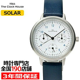 ザ・クロックハウス ナチュラルカジュアル LNC1002-WH1B レディース 腕時計 ソーラー 革ベルト マルチカレンダー ネイビー ホワイト