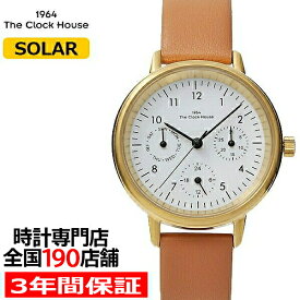 ザ・クロックハウス ナチュラルカジュアル LNC1002-WH3B レディース 腕時計 ソーラー 革ベルト マルチカレンダー ブラウン ホワイト