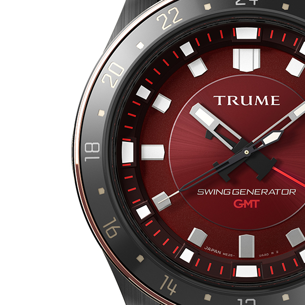 TRUME トゥルーム Lコレクション ブレークライン TR-ME2014 メンズ 腕時計 スイングジェネレータ 自動巻発電 GMT セラミック  レザー レッド エプソン | ザ・クロックハウス 楽天市場店