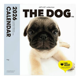 THE DOG 2026年 カレンダー 大判サイズ（パグ)壁掛け ブックレット式 魚眼レンズ オリジナルシール付き 動物 いぬ イヌ 犬 壁掛 【THE DOG公式ストア】