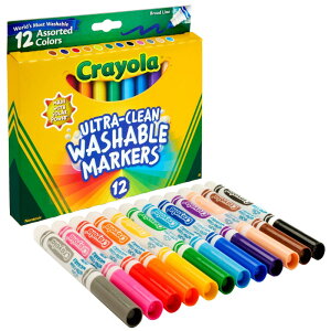 N Crayola yG łƂrbOJ[O}[J[ 12F Ultra Clean Washable Markersz 587812 Ki