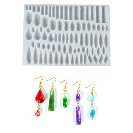 シリコンモールド レジン 84点 しずく 長方形 宝石 立体モールド DIY レジン 初心者 DIY アクセサリー 型 イヤリング ネックレス キーホルダー パーツ 作成 エポキシ樹脂 手作り プレゼント 誕生日 贈り物 女性 親子