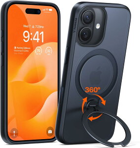 TORRAS iPhone17 / iPhone17Pro / iPhone17ProMax / Air / iPhone16 / iPhone16Pro �P�[�X �����O �X�^���h Ostand Q3 Spin MagSafe�Ή� ���K�i �ϏՌ� �X�g���b�v�z�[���t�� �����Y�ی� ������ �}�b�g �u���b�N