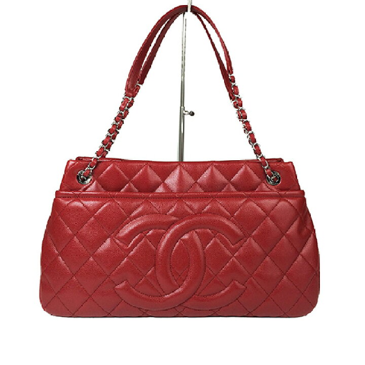 楽天市場】シャネル CHANEL キャビアスキン 復刻チェーントート レッド  