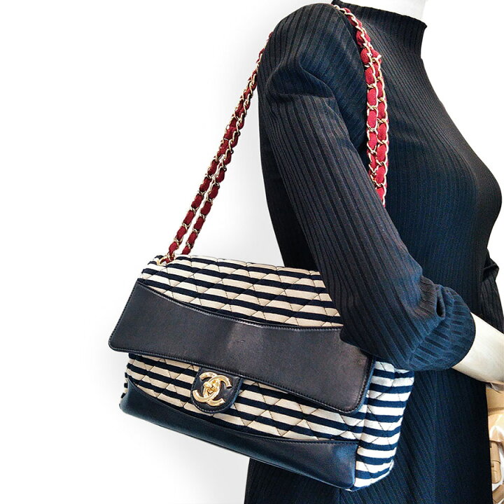 楽天市場】シャネル☆CHANEL マトラッセ ボーダー Wチェーンショルダー 
