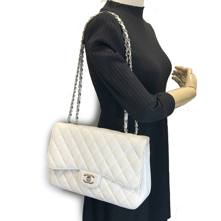 楽天市場】CHANEL マトラッセ 30cm キャビアスキン ホワイト チェーン 