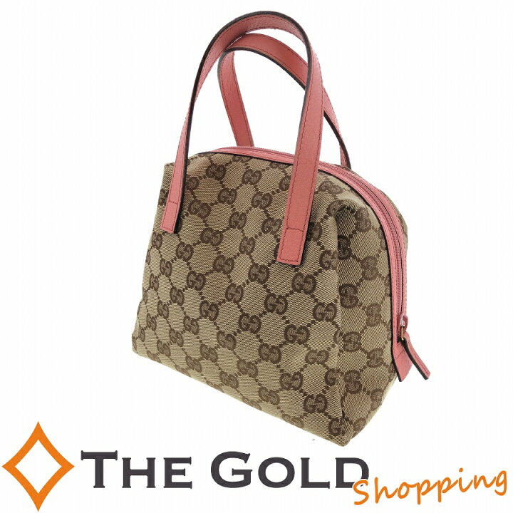 楽天市場】グッチ GUCCI GGキャンバス ハンドバッグ ピンク レザー  