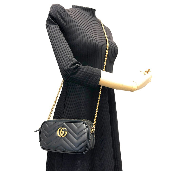 楽天市場】グッチ□GGマーモント トリプルジップ チェーンショルダー 