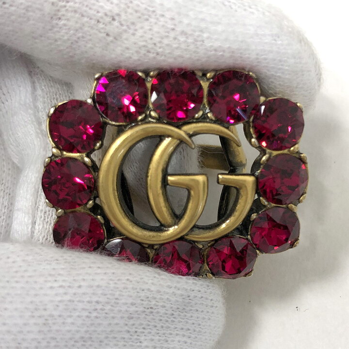 楽天市場】グッチ☆GGマーモント ビジューリング ダブルG フラワー 