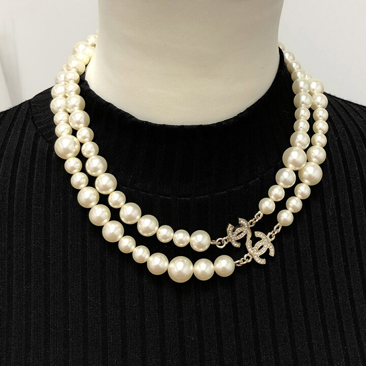 楽天市場】CHANEL コスチュームパール ロングネックレス 2WAY ココ 