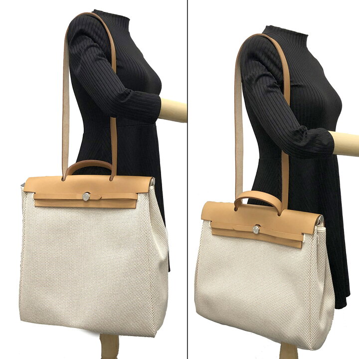楽天市場】HERMES□エールバッグMM トワルGM キャンバス レザー  