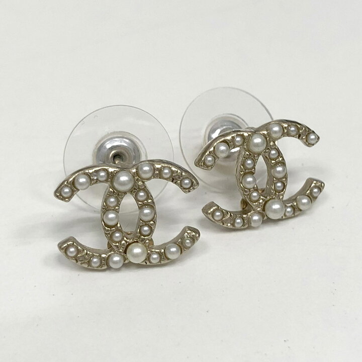 楽天市場】CHANEL□ココマーク パールピアス マットゴールド ホワイト 