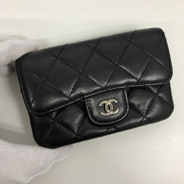 楽天市場】CHANEL□ マトラッセ ミニ財布 ラムスキン ブラック  