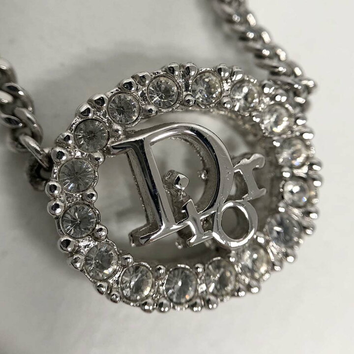 楽天市場】Christian Dior ネックレス オーバルラインストーン CDロゴ 