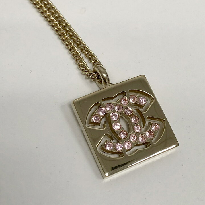 楽天市場】CHANEL□スクエアプレートネックレス ゴールド ピンク  