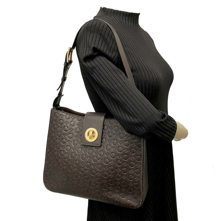 楽天市場】CELINE ワンショルダーバッグ Cマカダム レザー 型押し 