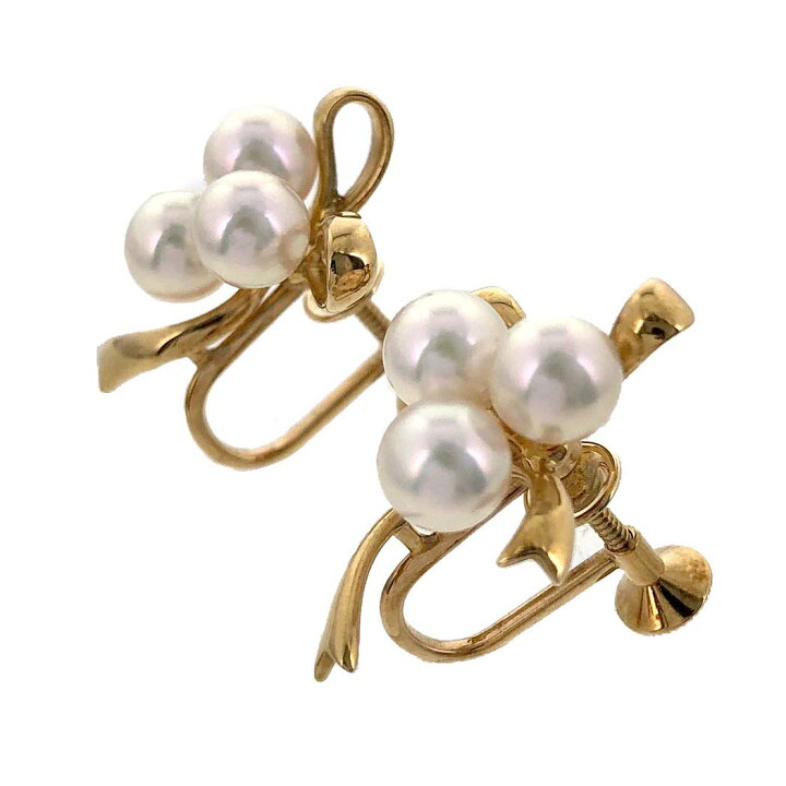 楽天市場】MIKIMOTO リボンパールイヤリング K18 YG イエローゴールド 