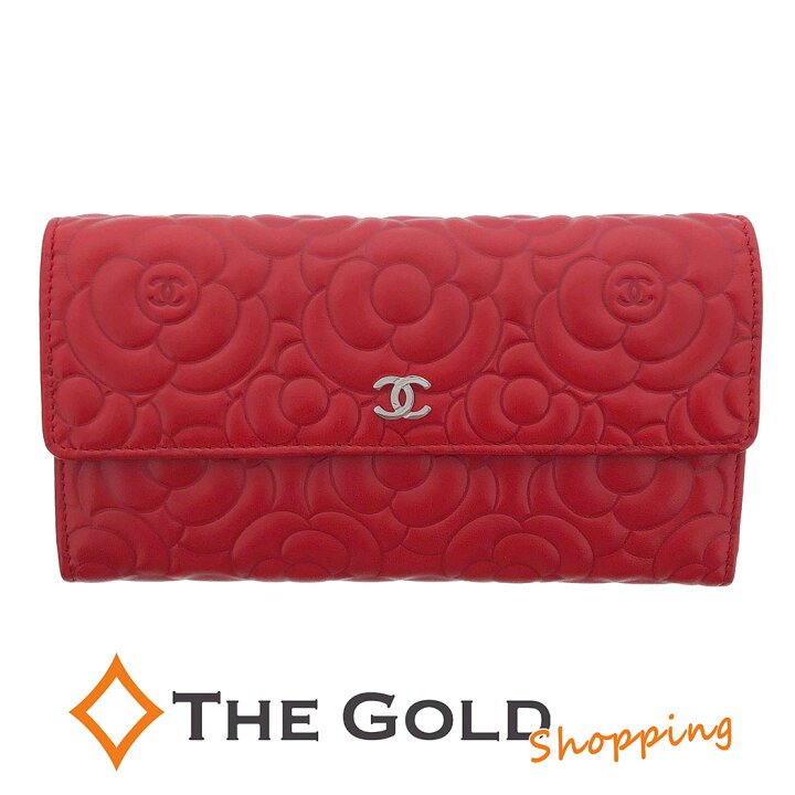 楽天市場】CHANEL□ 二つ折り長財布 ラムスキン カメリア ロング 