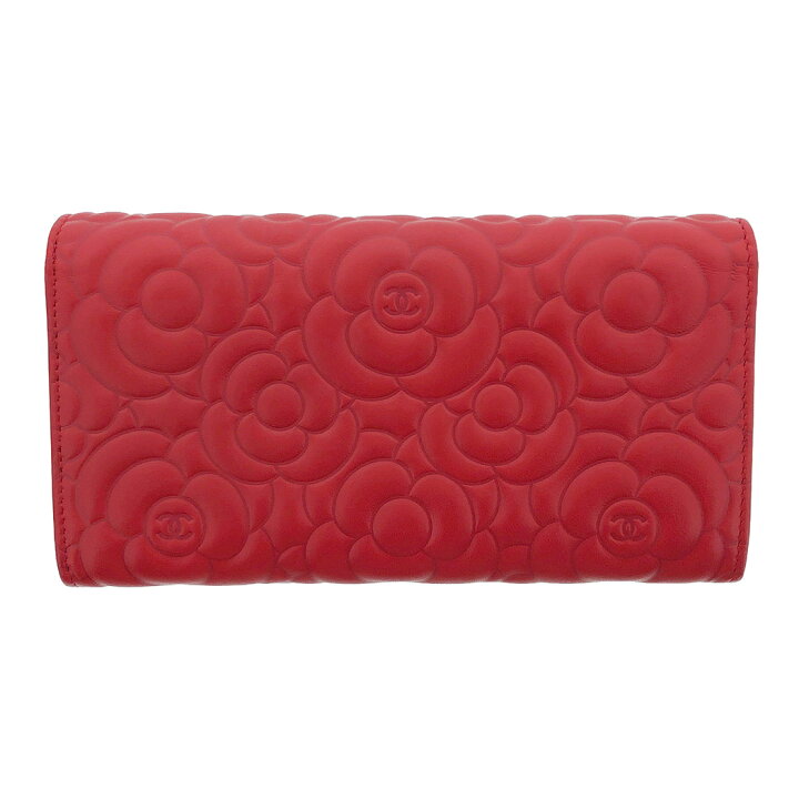 楽天市場】CHANEL□ 二つ折り長財布 ラムスキン カメリア ロング 