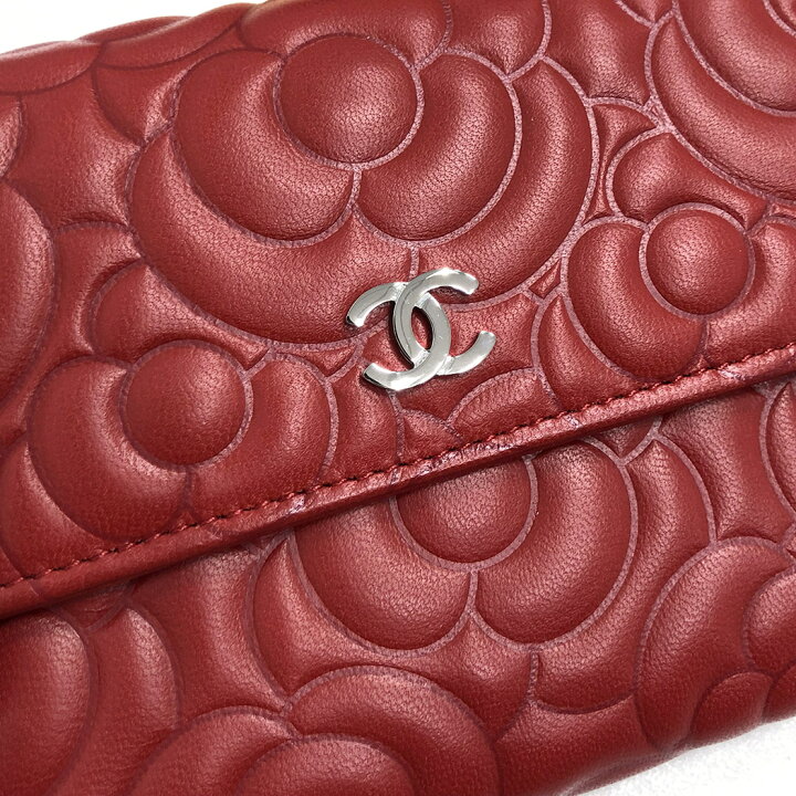楽天市場】CHANEL□ 二つ折り長財布 ラムスキン カメリア ロング 