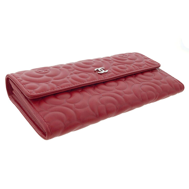 楽天市場】CHANEL□ 二つ折り長財布 ラムスキン カメリア ロング 