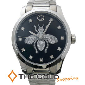 GUCCI Gタイムレス ビー 126.5 YA1265024 クォーツ ハチ 黒文字盤 11Pダイヤインデックス ステンレス グッチ 腕時計 レディース ウォッチ 女性用 【中古】