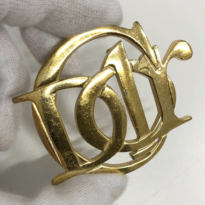 楽天市場】Christian Dior ロゴブローチ メタル GP ゴールド 