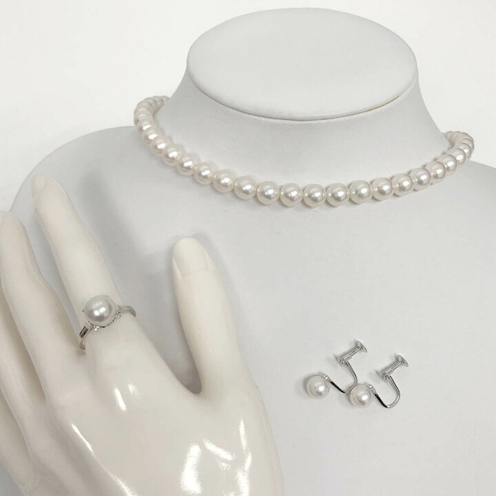 楽天市場】TASAKI パール ネックレス・イヤリング・リング 3点セット 