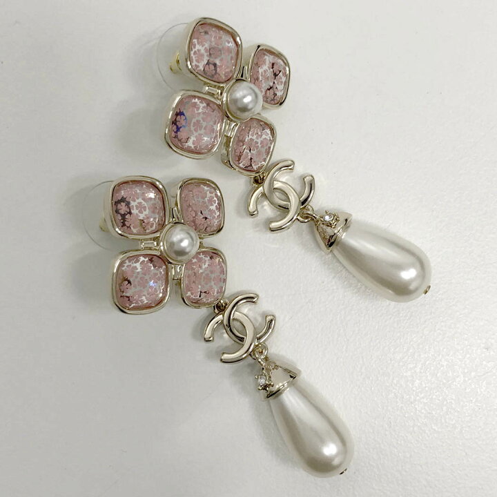 楽天市場】CHANEL フラワーパールピアス I24S GP ゴールド ピンク 