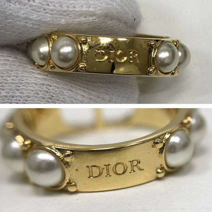 楽天市場】Christian Dior□ 30 モンテーニュ パール ロゴ リング M  