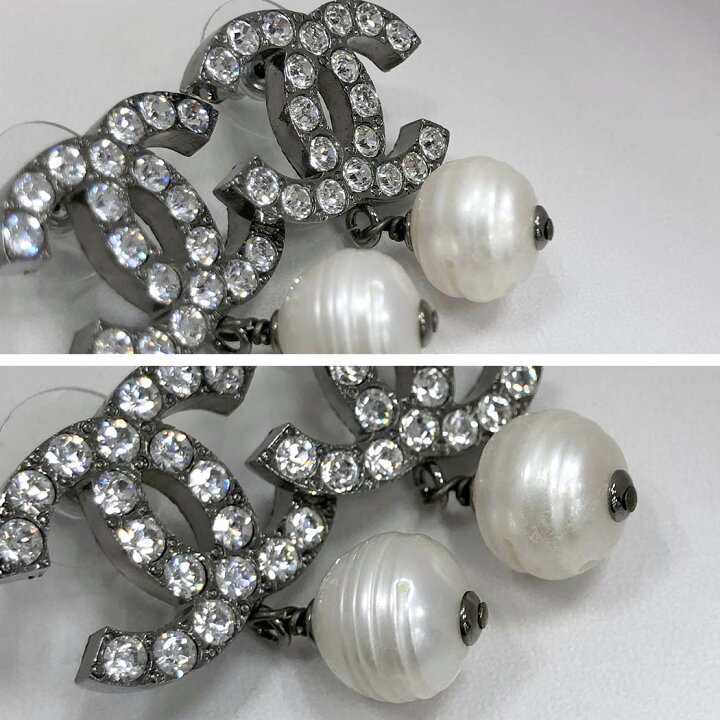 楽天市場】CHANEL□ ココマーク ラインストーンパール ピアス 05A 