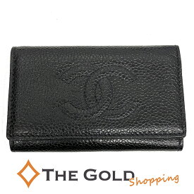 CHANEL 6連 キーケース A01439 キャビアスキン レザー ブラック ココマーク ゴールド金具 三つ折り 鍵ケース シャネル 【中古】