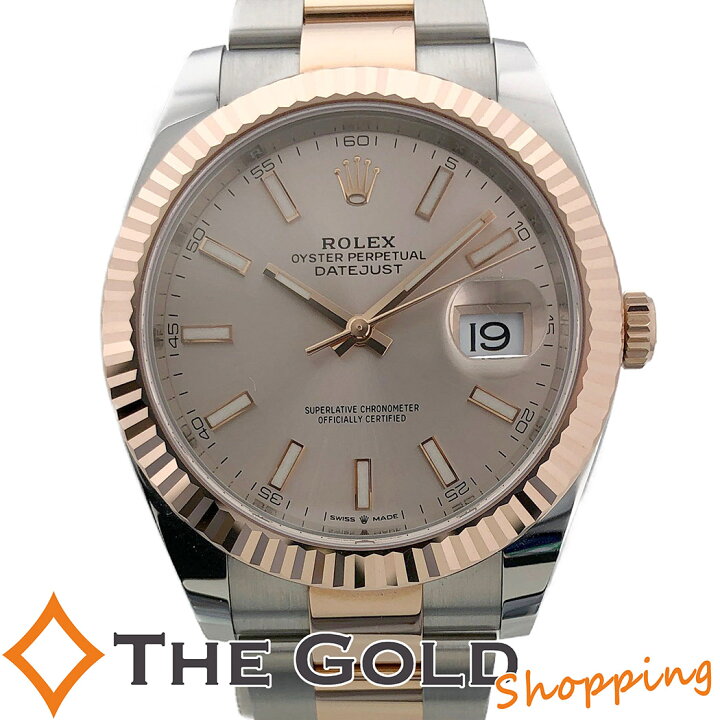 楽天市場 ロレックス デイトジャスト 41 新ギャラ 21年4月 ピンク ベージュ エバーローズゴールド ステンレス コンビ サンダスト 自動巻き Rolex 腕時計 メンズ 男性用 ザ ゴールド The Gold ショッピング 中古 The Gold ショッピング