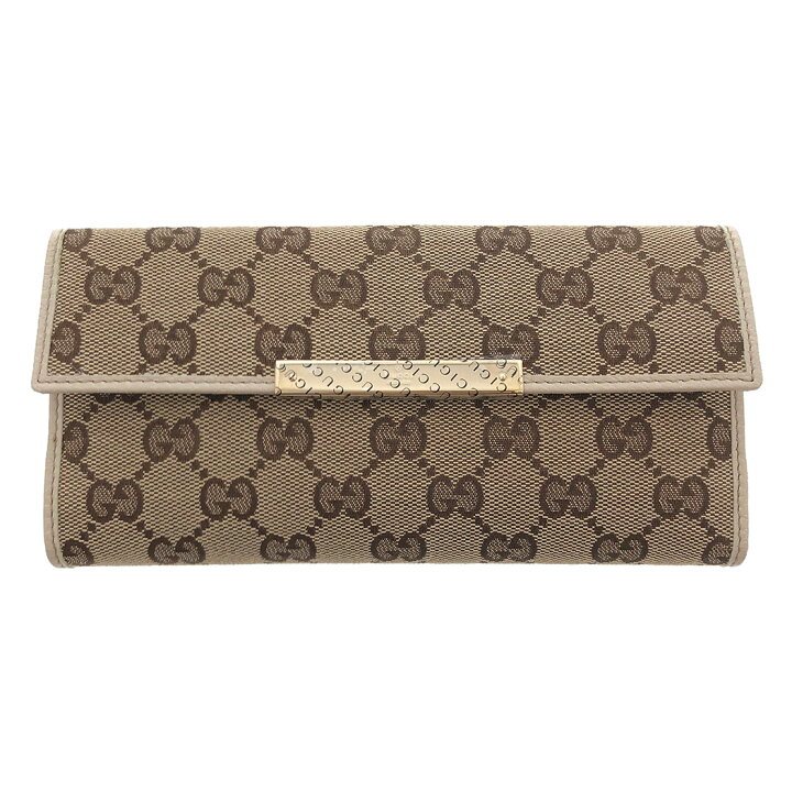 楽天市場】グッチ□Wホック 二つ折り長財布 GGキャンバス 112715 