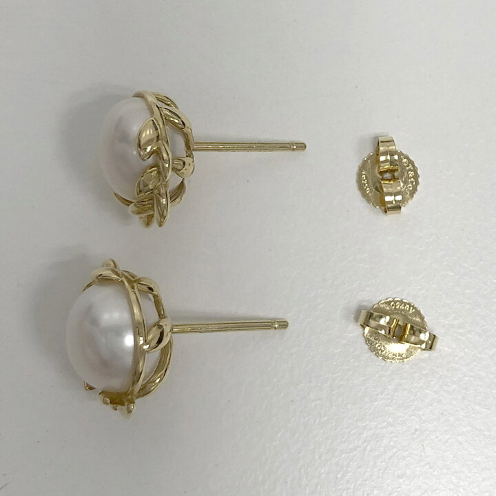 楽天市場】ティファニー オリーブリーフ パールピアス 750 YG パール 