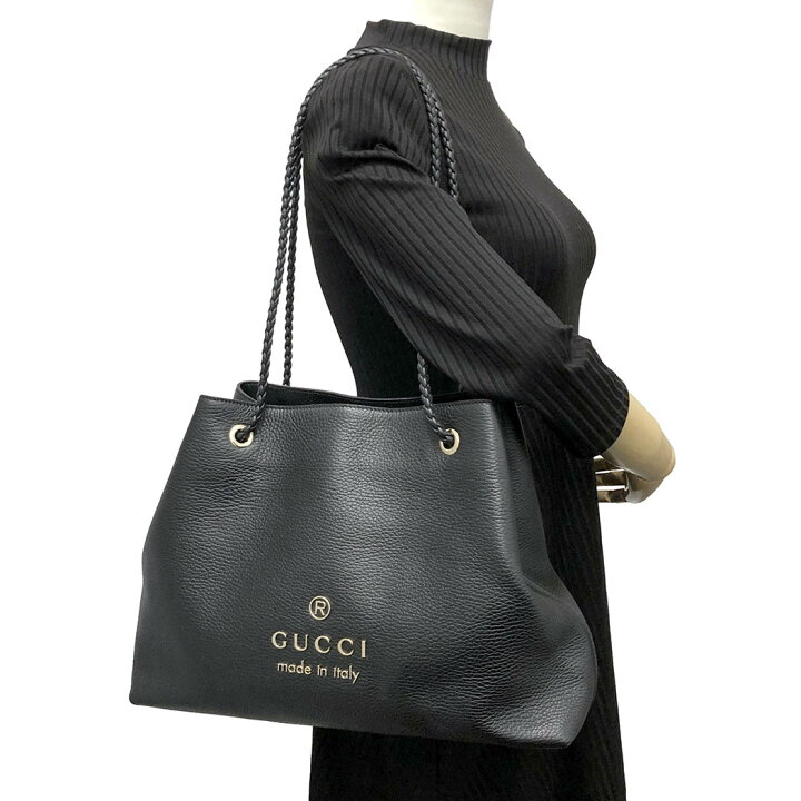 楽天市場】グッチ トートバッグ 419689 レザー ブラック メタルロゴ 
