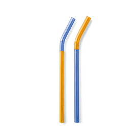 【ポイント2倍】　AMABRO (アマブロ) TWO TONE GRASS STRAW ガラス ストロー (Amber×Blue) アンバー ブルー｜プレゼント｜ギフト