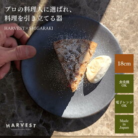 【P10倍】【信楽焼xカフェ風】HARVEST kuro プレート 信楽焼 皿 18cm｜和モダン カフェ風 ナチュラル おしゃれ プレゼント｜オリジナル カトラリー カ