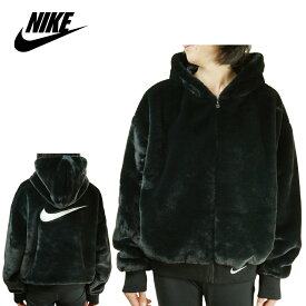 ナイキ NIKEレディース ジャケットFAUX FUR JACKETフェイクファー ジャケットBLACK(ブラック)女性用 黒 毛皮 ストリート ロゴ フード