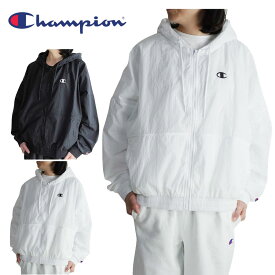 チャンピオン レディース ジャケットJL7277 CHAMPION EMBROIDERED LOGO WOVEN JACKET刺繍ロゴ ウーブン ジャケットBLACK(ブラック) WHITE(ホワイト)黒 白 USA シンプル スポーツ ストリート