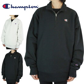 チャンピオン レディース スウェットWL7270 HALF ZIP PULLOVER SWEATハーフジッププルオーバー スウェットBLACK(ブラック) GFS SILVER GREY(シルバーグレー)黒 灰色 USA シンプル トレーナー ストリート チャック付き