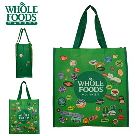 WHOLE FOODS ホールフーズ 海外限定 バッグロゴ トートバッグ トートバッグ マーケットバッグエコトートバッグ 洗濯可能 サスティナブル 総柄スーパーマーケット オリジナルグッズ アメリカ雑貨かばん ロゴ オフィシャルグッズ