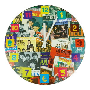 �C���e���A �Ǌ|�����v THE BEATLES SINGLE COLLECTION 13.5 WOOD WALL CLOCK�@�U�E�r�[�g���Y �V���O���R���N�V���� �E�b�h �E�H�[�� �N���b�N�}���`�J���[ �W���P�b�g�Ƌ� �G�� �O�b�Y ���R�[�h 30cm�@�A