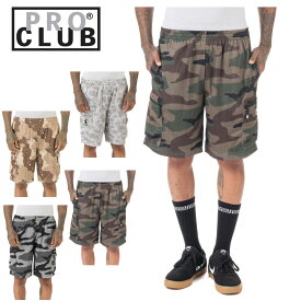 プロクラブ PRO CLUBメンズ ショートパンツ Men's Comfort Mesh Cargo Shortコンフォートメッシュカーゴショーツカモフラージュ 迷彩 グレー グリーンベージュ 黒 HIPHOP ズボン バスパン ショーツ 大きめ