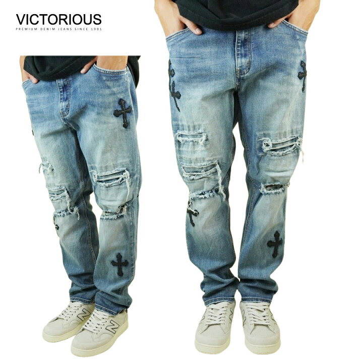 楽天市場】ビクトリアス VICTORIOUSメンズ パンツCROSS DENIM PANTS 