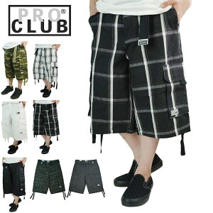 �v���N���u PRO CLUB�����Y �V���[�c166 TWILL CARGO SHORTS�c�C�� �J�[�S �V���[�c�u���b�N �z���C�g �v���C�h �`�F�b�N�� ���� �`���R�[���J���t���[�W�� �� �� �o�M�[�V���[�c�j���p �Y�{�� �p��