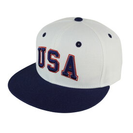 男女兼用 キャップUSA LOGO SNAPBACK CAPUSAロゴスナップバックキャップWHITE/NAVY(ホワイト/ネイビー)メンズ　レディース　帽子　赤　紺　白　アメリカ　ロゴ