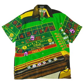 【クリックポスト対応可】メンズ シャツCASINO SHIRTカジノ シャツBLACK/GREEN(ブラック/グリーン) 黒 緑 半袖 プリント モチーフ