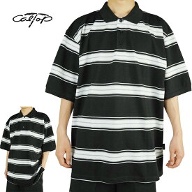 キャルトップ CALTOPメンズ シャツ【クリックポスト発送】777 SHORTSLEEVE BORDER POLO SHIRTSショートスリーブボーダーポロシャツBLACK（ブラック）男女兼用 黒 白 灰 ローライダー ギャングスタ 西海岸 ヒップホップ ウェッサイ チカーノ